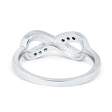 Infinity Ring Crisscross Simulated Cubic Zirconia Lab Opal 925 Sterling Silver