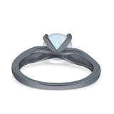 Solitaire Accent Engagement Ring Created White Opal Round Simulated Cubic Zirconia 925 Sterling Silver