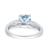 Solitaire Accent Engagement Ring Created White Opal Round Simulated Cubic Zirconia 925 Sterling Silver