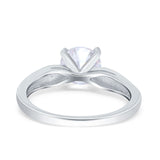 Solitaire Accent Engagement Ring Created White Opal Round Simulated Cubic Zirconia 925 Sterling Silver