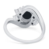 Swirl Oval Wedding Engagement Bridal Ring Simulated Cubic Zirconia 925 Sterling Silver