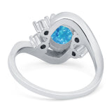 Swirl Oval Wedding Engagement Bridal Ring Simulated Cubic Zirconia 925 Sterling Silver