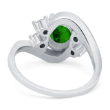 Swirl Oval Wedding Engagement Bridal Ring Simulated Cubic Zirconia 925 Sterling Silver