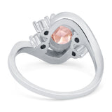 Swirl Oval Wedding Engagement Bridal Ring Simulated Cubic Zirconia 925 Sterling Silver