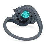 Swirl Oval Wedding Engagement Bridal Ring Simulated Cubic Zirconia 925 Sterling Silver