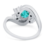 Swirl Oval Wedding Engagement Bridal Ring Simulated Cubic Zirconia 925 Sterling Silver