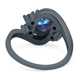 Swirl Oval Wedding Engagement Bridal Ring Simulated Cubic Zirconia 925 Sterling Silver