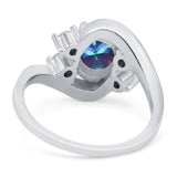 Swirl Oval Wedding Engagement Bridal Ring Simulated Cubic Zirconia 925 Sterling Silver