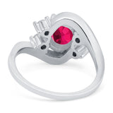 Swirl Oval Wedding Engagement Bridal Ring Simulated Cubic Zirconia 925 Sterling Silver