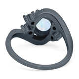 Swirl Oval Wedding Engagement Bridal Ring Simulated Cubic Zirconia 925 Sterling Silver