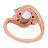 Swirl Oval Wedding Engagement Bridal Ring Simulated Cubic Zirconia 925 Sterling Silver