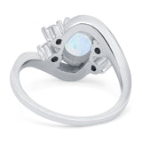 Swirl Oval Wedding Engagement Bridal Ring Simulated Cubic Zirconia 925 Sterling Silver