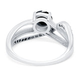 Art Deco Wedding Engagement Crisscross Bridal Ring Round Simulated Cubic Zirconia 925 Sterling Silver