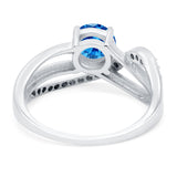 Art Deco Wedding Engagement Crisscross Bridal Ring Round Simulated Cubic Zirconia 925 Sterling Silver