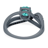 Art Deco Wedding Engagement Crisscross Bridal Ring Round Simulated Cubic Zirconia 925 Sterling Silver