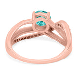 Art Deco Wedding Engagement Crisscross Bridal Ring Round Simulated Cubic Zirconia 925 Sterling Silver