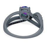 Art Deco Wedding Engagement Crisscross Bridal Ring Round Simulated Cubic Zirconia 925 Sterling Silver