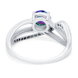 Art Deco Wedding Engagement Crisscross Bridal Ring Round Simulated Cubic Zirconia 925 Sterling Silver