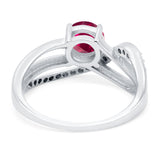 Art Deco Wedding Engagement Crisscross Bridal Ring Round Simulated Cubic Zirconia 925 Sterling Silver