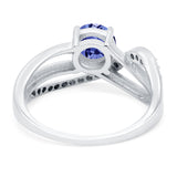 Art Deco Wedding Engagement Crisscross Bridal Ring Round Simulated Cubic Zirconia 925 Sterling Silver