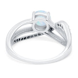 Art Deco Wedding Engagement Crisscross Bridal Ring Round Simulated Cubic Zirconia 925 Sterling Silver