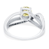 Art Deco Wedding Engagement Crisscross Bridal Ring Round Simulated Cubic Zirconia 925 Sterling Silver