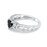 Filigree Heart Promise Wedding Ring 925 Sterling Silver Simulated Cubic Zirconia