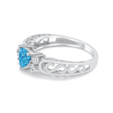 Filigree Heart Promise Wedding Ring 925 Sterling Silver Simulated Cubic Zirconia