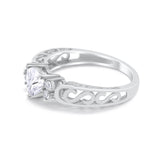 Filigree Heart Promise Wedding Ring 925 Sterling Silver Simulated Cubic Zirconia