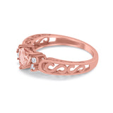 Filigree Heart Promise Wedding Ring 925 Sterling Silver Simulated Cubic Zirconia