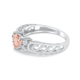 Filigree Heart Promise Wedding Ring 925 Sterling Silver Simulated Cubic Zirconia