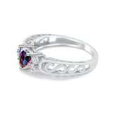 Filigree Heart Promise Wedding Ring 925 Sterling Silver Simulated Cubic Zirconia