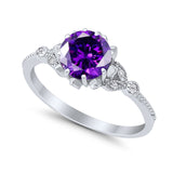 Art Deco Design Fashion Ring Round Simulated Cubic Zirconia 925 Sterling Silver