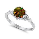 Art Deco Design Fashion Ring Round Simulated Cubic Zirconia 925 Sterling Silver