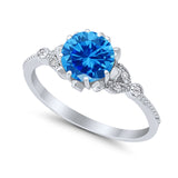 Art Deco Design Fashion Ring Round Simulated Cubic Zirconia 925 Sterling Silver