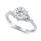 Art Deco Design Fashion Ring Round Simulated Cubic Zirconia 925 Sterling Silver