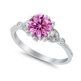 Art Deco Design Fashion Ring Round Simulated Cubic Zirconia 925 Sterling Silver