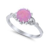 Art Deco Design Fashion Ring Round Simulated Cubic Zirconia 925 Sterling Silver