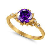 Art Deco Design Fashion Ring Round Simulated Cubic Zirconia 925 Sterling Silver
