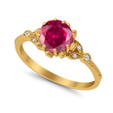 Art Deco Design Fashion Ring Round Simulated Cubic Zirconia 925 Sterling Silver