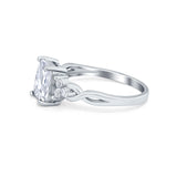 Emerald Cut Wedding Bridal Ring Simulated Cubic Zirconia 925 Sterling Silver