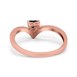Chevron Midi V Ring Heart Simulated Stone Cubic Zirconia 925 Sterling Silver
