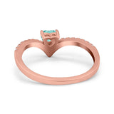 Chevron Midi V Ring Heart Simulated Stone Cubic Zirconia 925 Sterling Silver