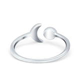 Petite Dainty Moon Cresent Band Ring Simulated Cubic Zirconia 925 Sterling Silver