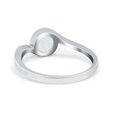 Swirl Petite Dainty Solitaire Ring Simulated Cubic Zirconia 925 Sterling Silver