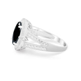 Art Deco Engagement Bridal Ring Simulated Cubic Zirconia 925 Sterling Silver