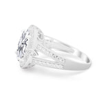 Art Deco Engagement Bridal Ring Simulated Cubic Zirconia 925 Sterling Silver
