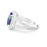 Art Deco Engagement Bridal Ring Simulated Cubic Zirconia 925 Sterling Silver