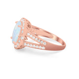 Art Deco Engagement Bridal Ring Simulated Cubic Zirconia 925 Sterling Silver