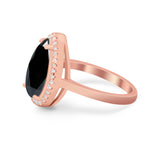 Halo Teardrop Wedding Ring Pear Simulated Cubic Zirconia 925 Sterling Silver